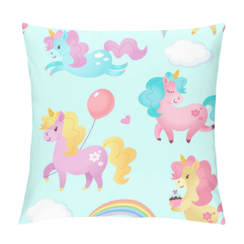 Personality  Unicorn Pattern. Vector Seamless Texture. Pillow Covers