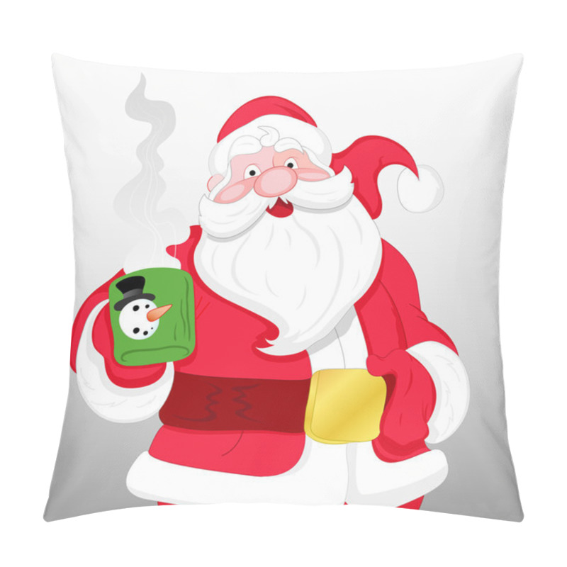 Personality  Santa Holding Coffee Mug Pillow Covers