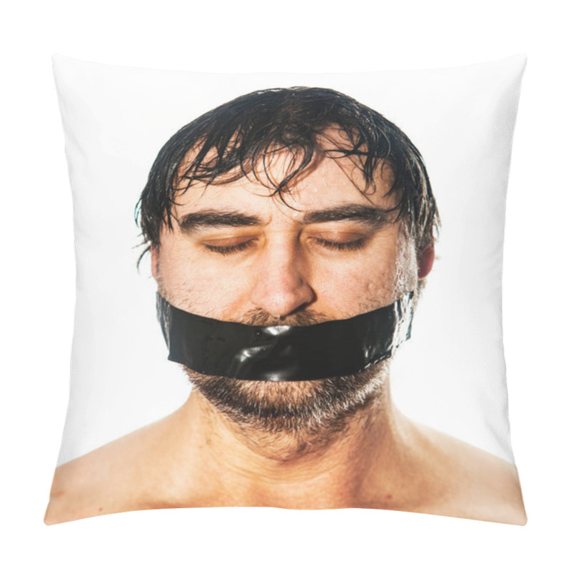 Personality  Man With Black Tape Pillow Covers