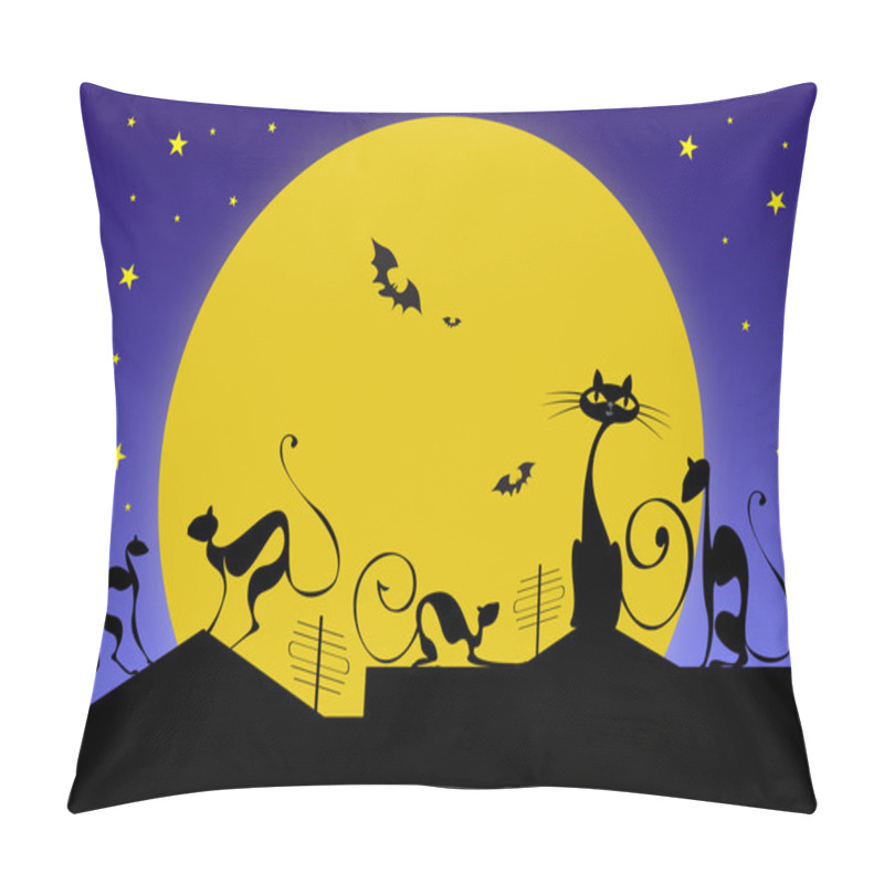 Personality  Silhouettes Of Black Cats Pillow Covers