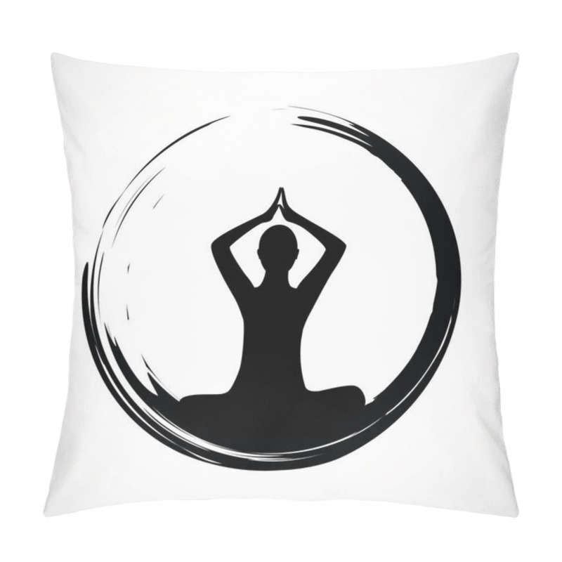 Personality  Yoga Person Sitting In A Lotus Pose In A Black Circle Pillow Covers