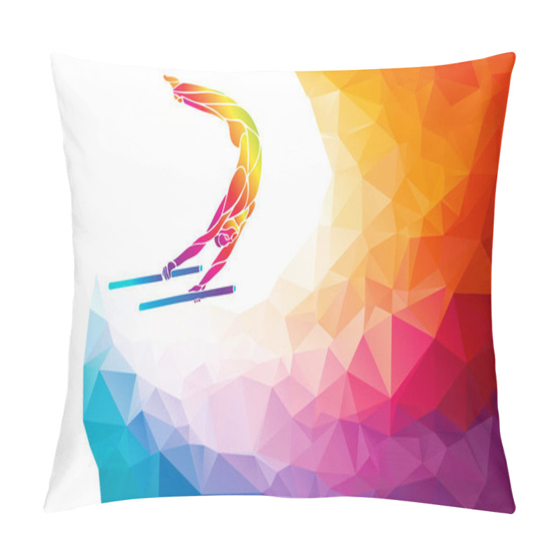 Personality  Parallel Bars Male Gymnast In Artistic Gymnastics Vector Pillow Covers