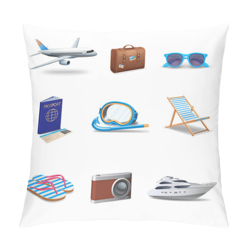 Personality  Travel Icons Set Pillow Covers