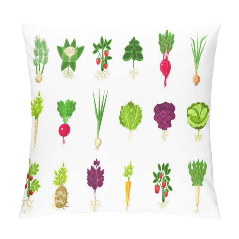 Personality  Fresh Vegetable Plants With Roots Set Pillow Covers