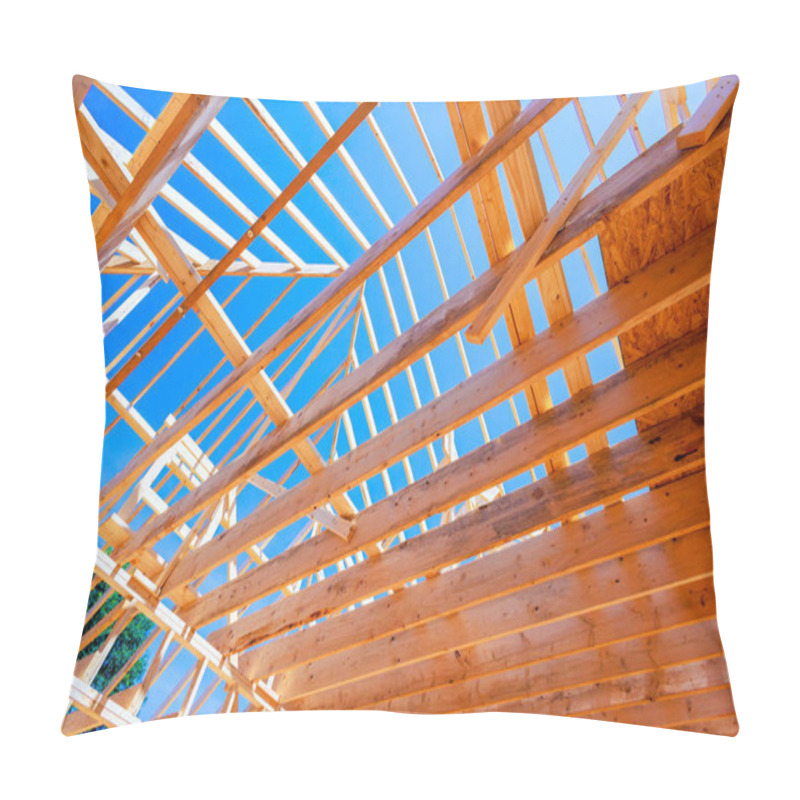 Personality  Open Roof Structure With Large Framework Skeletal Frame Constructed From Wood Beams Pillow Covers