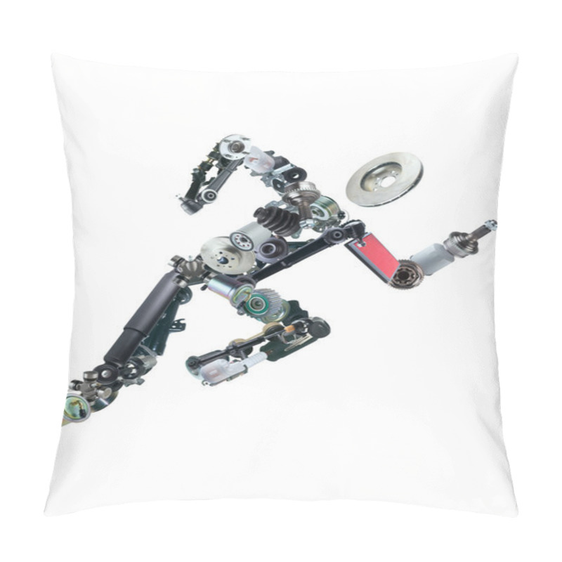 Personality  Running Man Assembled From Spare Parts. Pillow Covers