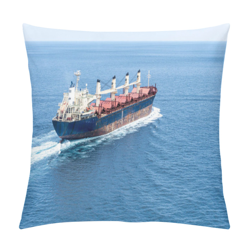 Personality  An Old Bulk Carrier Or Bulker Sails In The Sea To Trade Around The World Pillow Covers