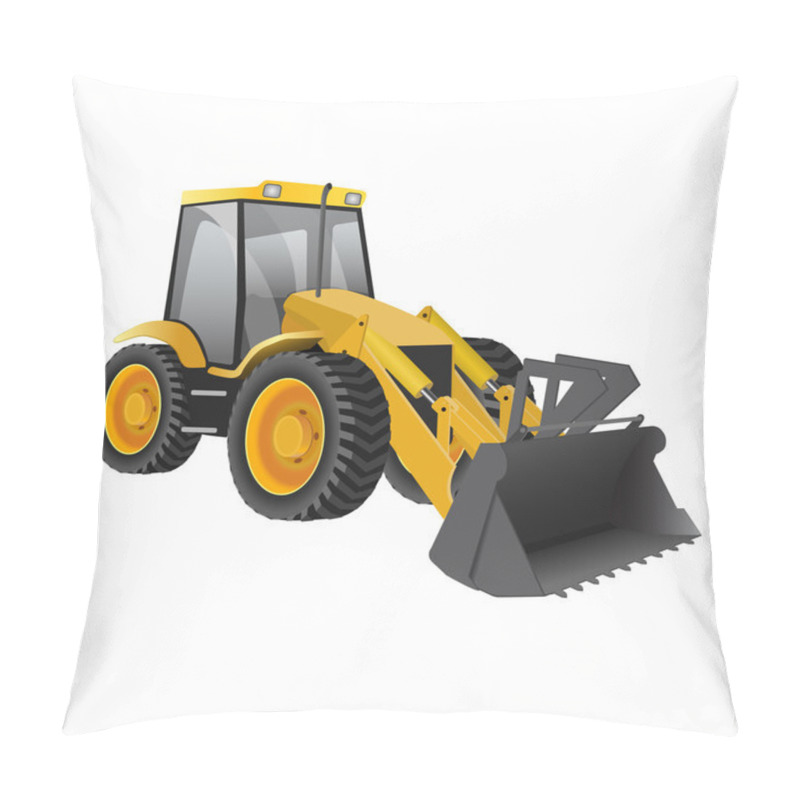 Personality  Wheel Loader Building Excavators Isolated On White Backgrounds. Pillow Covers