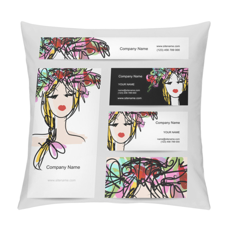 Personality  Business Cards Design With Female Floral Head Pillow Covers