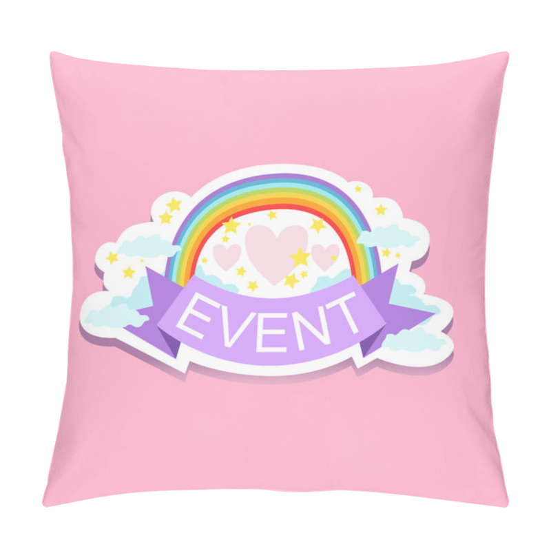 Personality  Event Template Label With Rainbow And Hearts Pillow Covers