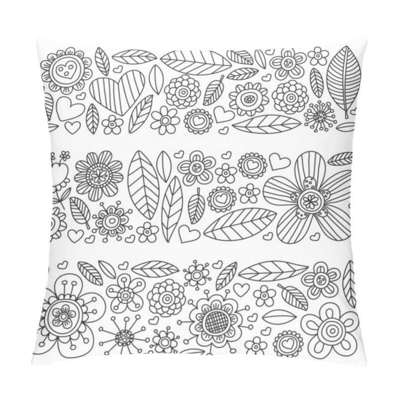 Personality  Flowers March 8. Doodle Pattern. Vector Icons For Women. Pillow Covers