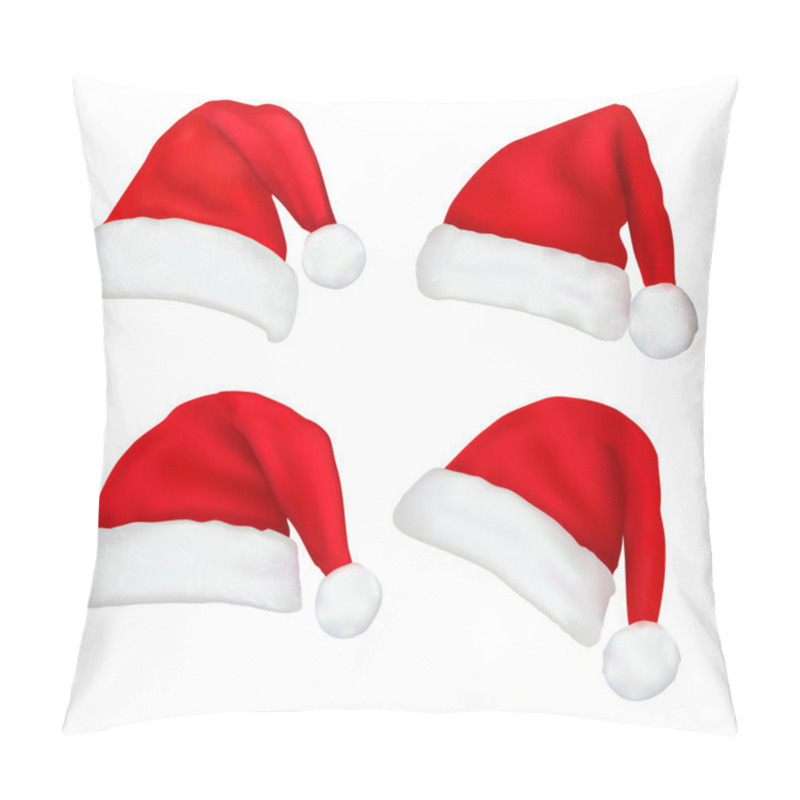 Personality  Set Of Red Santa Hats. Vector. Pillow Covers