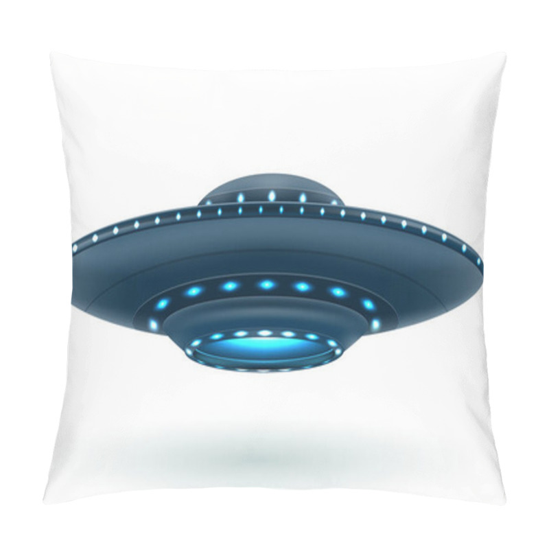 Personality  Ufo Space Flying Saucer Alien Ship Luminous Vector Illustration Isolated On White Background Pillow Covers