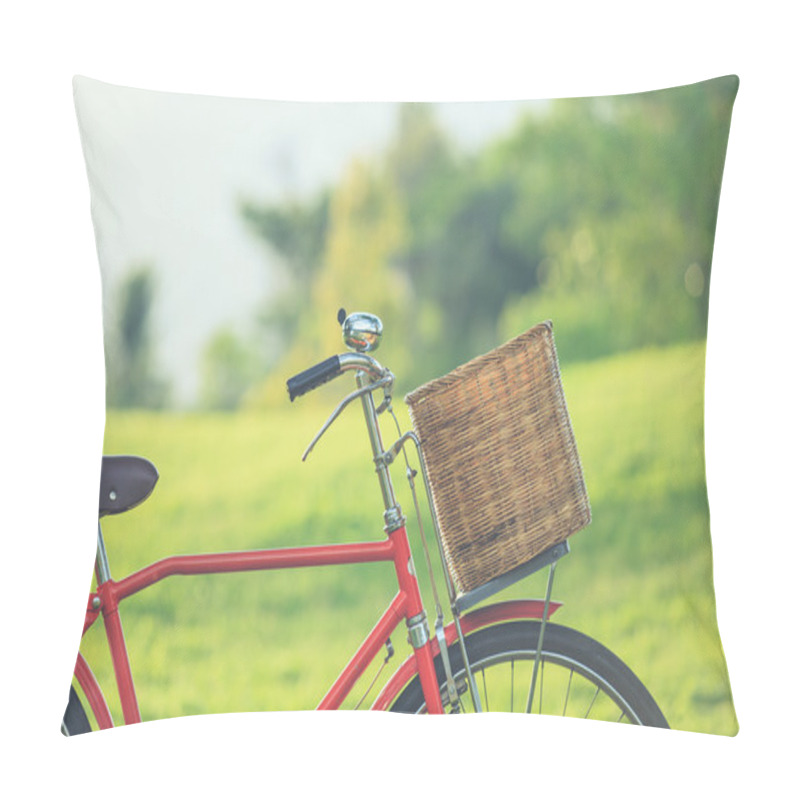 Personality  Red Japan Style Classic Bicycle At The Park Pillow Covers