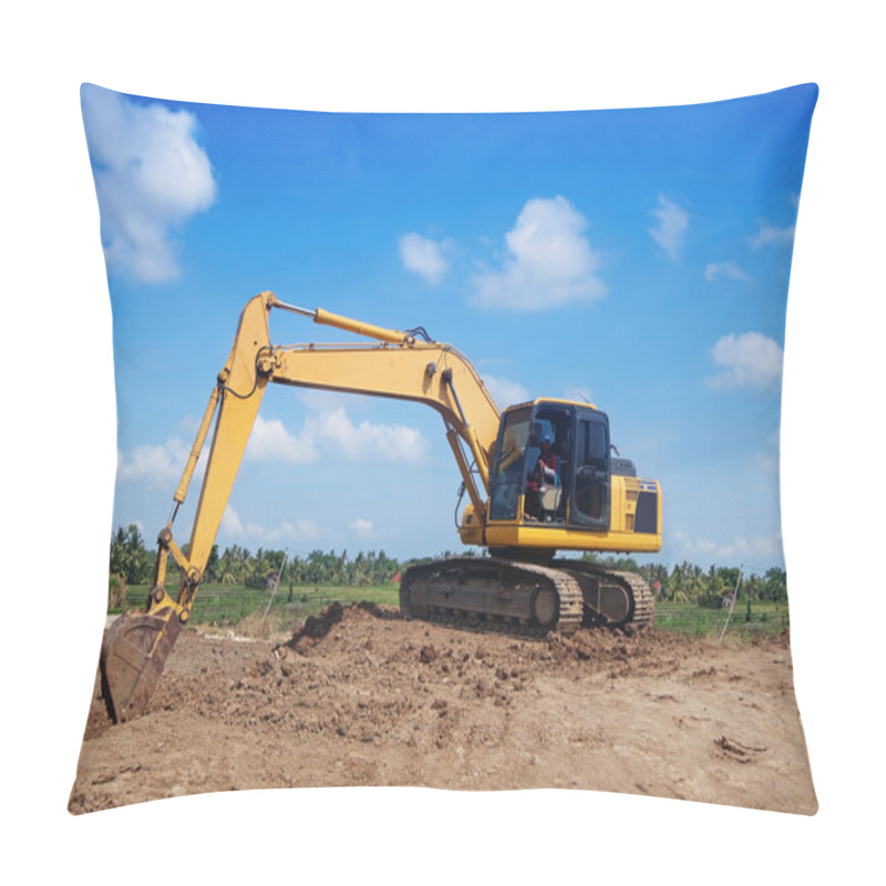 Personality  Excavator Working At Construction Site Pillow Covers