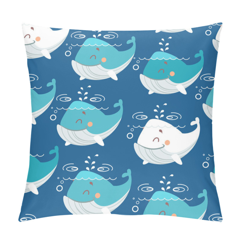 Personality  Seamless Pattern With Smiling Whales Pillow Covers