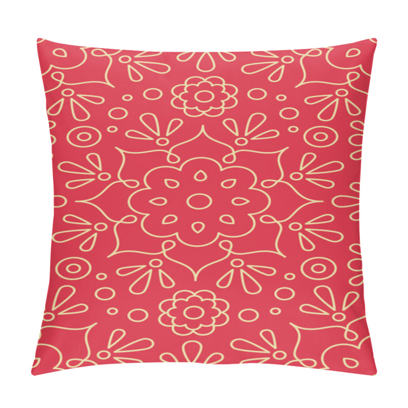 Personality  Floral Ornament And Hindu Henna Seamless Pattern On Red Background Pillow Covers