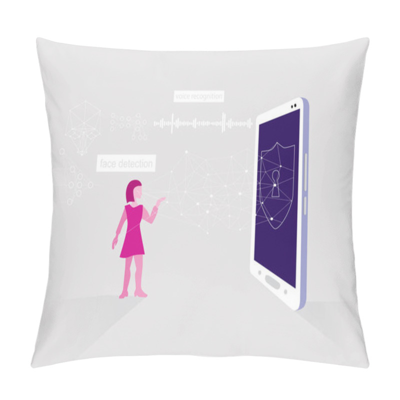 Personality  Face And Voice Recognition In Your Smartphone. Modern Technologies Based On Neural Networks, Concept Of Artificial Intelligence  Pillow Covers