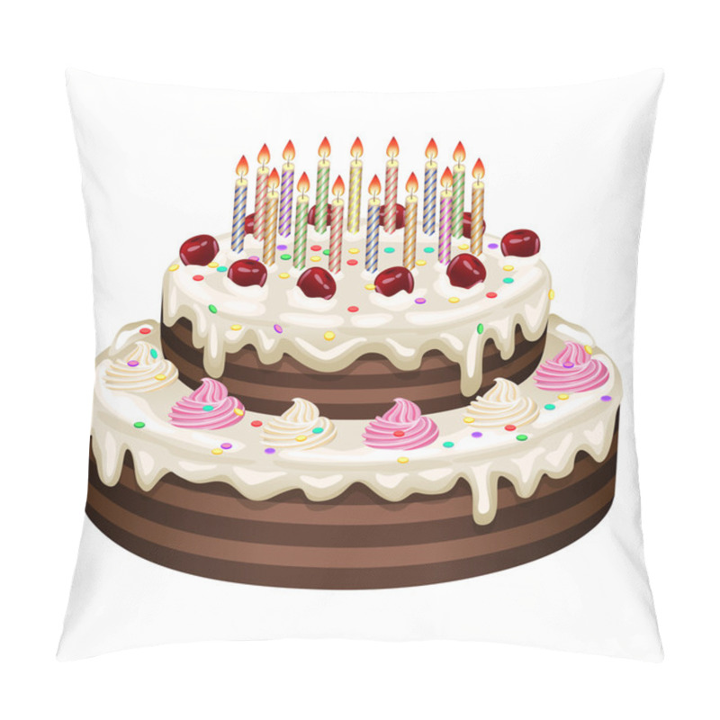 Personality  Birthday Cake On A White Background. Vector Illustration. Pillow Covers