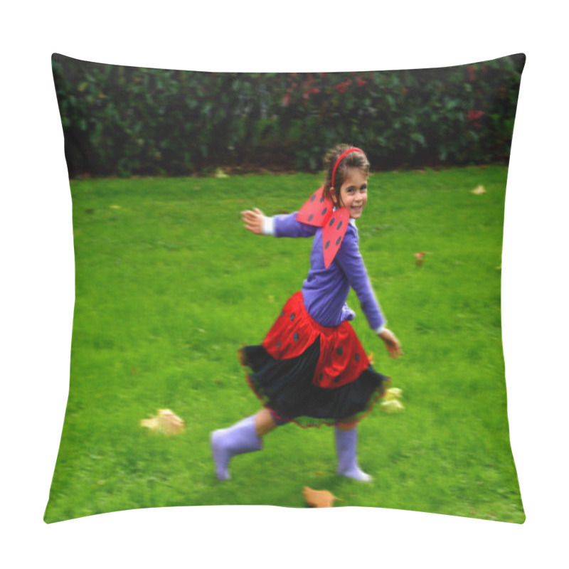 Personality  Happy Little Girl Age 05 Dressed Up As Lady Bug Pillow Covers