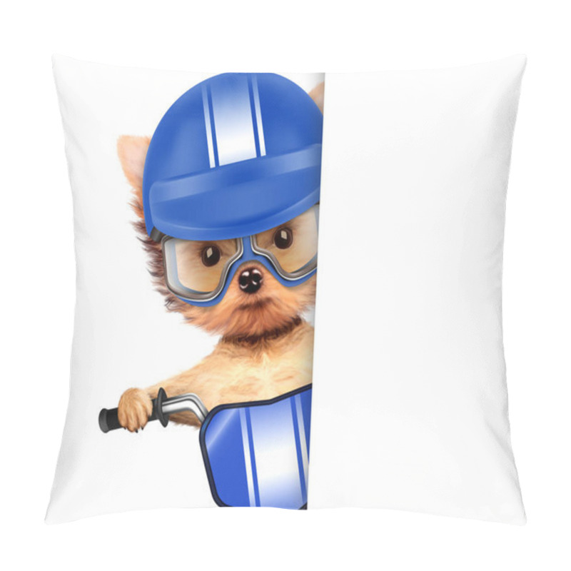 Personality  Adorable Puppy Sitting On A Bike With Helmet Pillow Covers