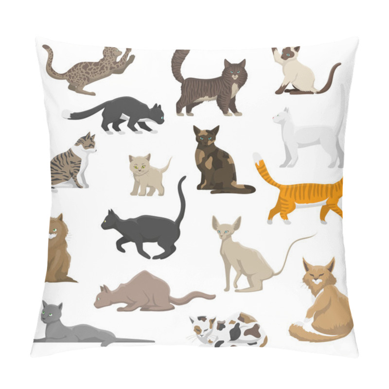 Personality  Domestic Cat Breeds Flat Icons Collection  Pillow Covers