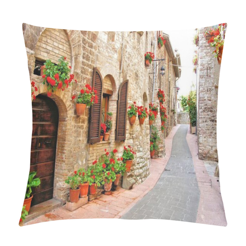 Personality  Flower Lined Street In The Town Of Assisi, Italy Pillow Covers