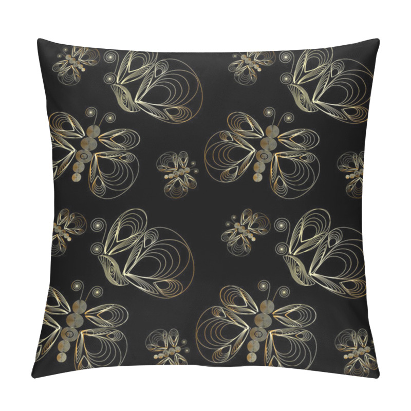 Personality  Black And Golden Pattern With White Butterflies. Pillow Covers