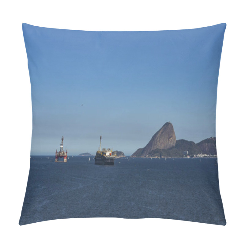 Personality  Wonderful City, Rio De Janeiro And The Sugar Loaf Mountain In The Background, Brazil, South America. Oil And Gas Ship. Offshore Oil Industry. Copy Space For Advertising, To Insert Text Or Slogan. Discount Sale.   Pillow Covers