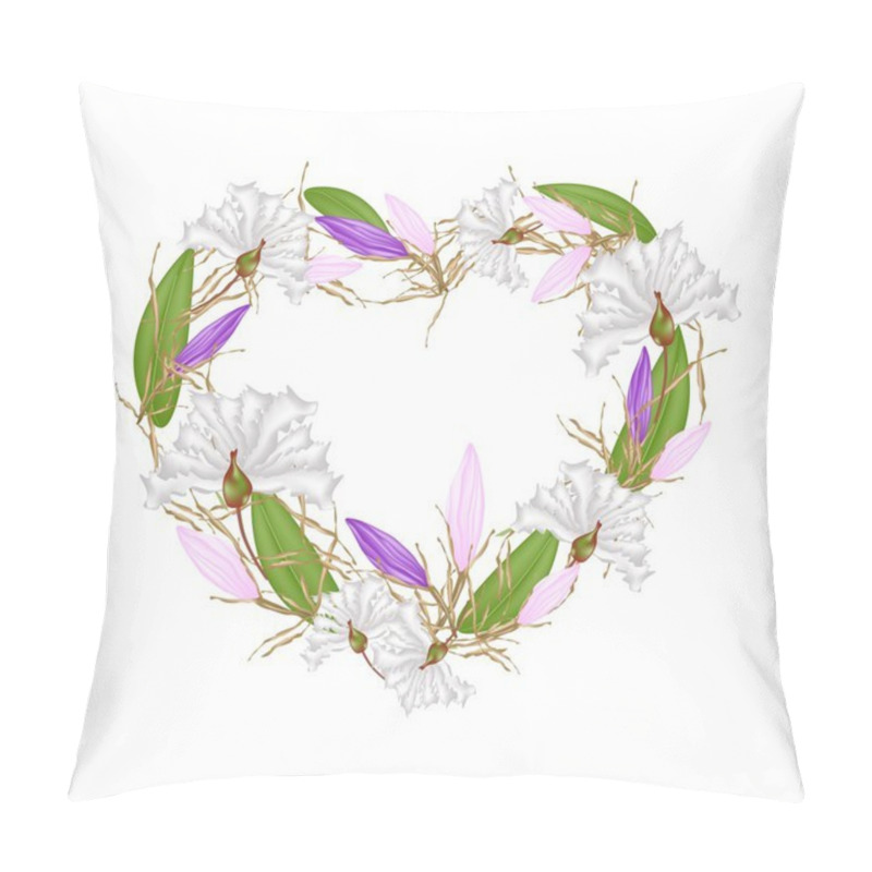 Personality  Crape Myrtle And Equiphyllum Flowers In Heart Shape Pillow Covers