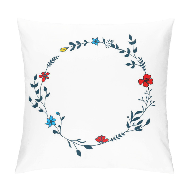 Personality  Delicate Floral Wreath. Hand Drawn Flowers Frame.  Pillow Covers