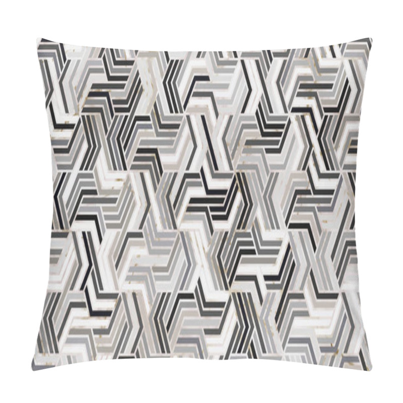 Personality   Geometric Pattern With Stripes Wavy Lines Polygonal Shape Elegant Of Gray Background And Marble Texture Pillow Covers