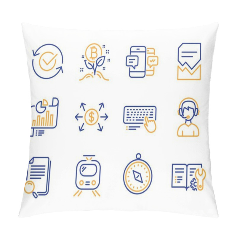 Personality  Consultant, Computer Keyboard And Corrupted File Icons Set. Dollar Exchange, Approved And Search File Signs. Vector Pillow Covers