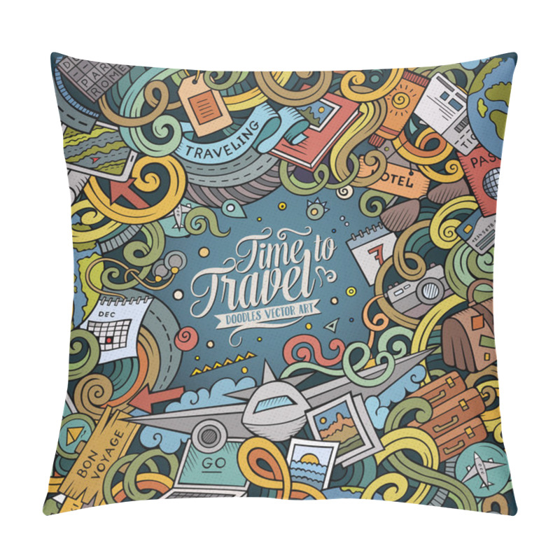 Personality  Cartoon Cute Doodles Travel Frame Design Pillow Covers