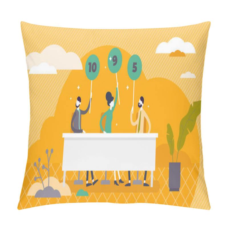 Personality  Jury Voting Concept, Flat Tiny Persons Vector Illustration Pillow Covers