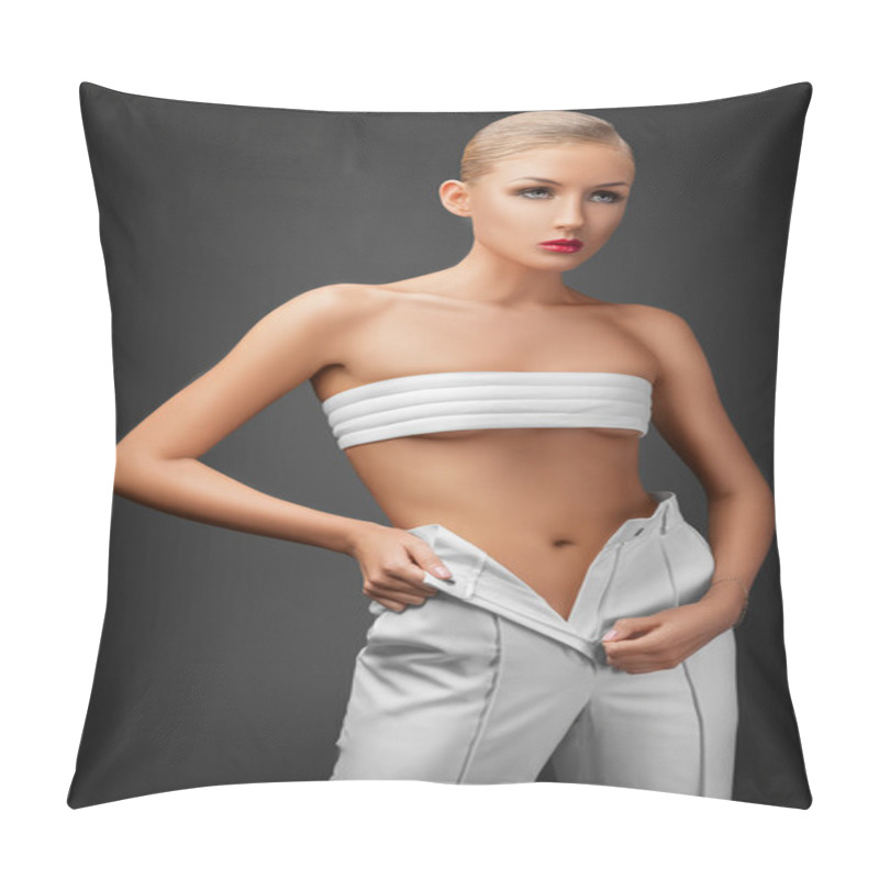 Personality  Undressing Woman With Red Lips Pillow Covers