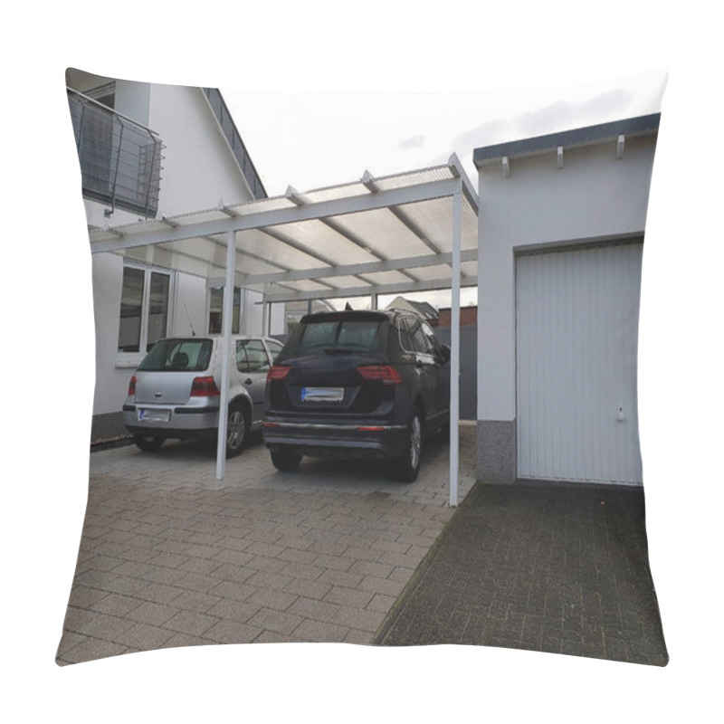 Personality  Garage Carport For The Car At The House Pillow Covers