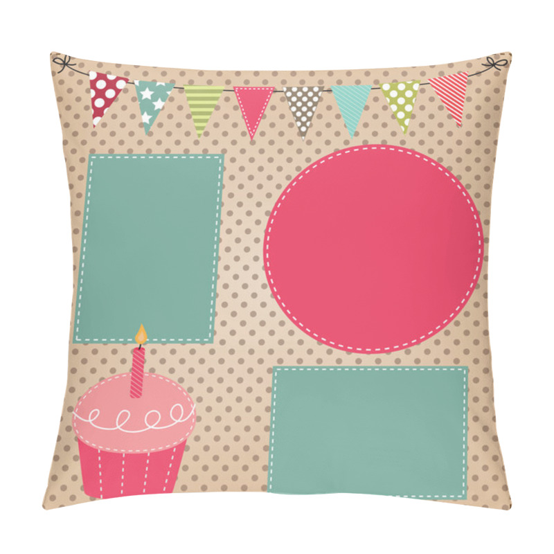 Personality  Cupcake Template With Bunting Or Flags Pillow Covers