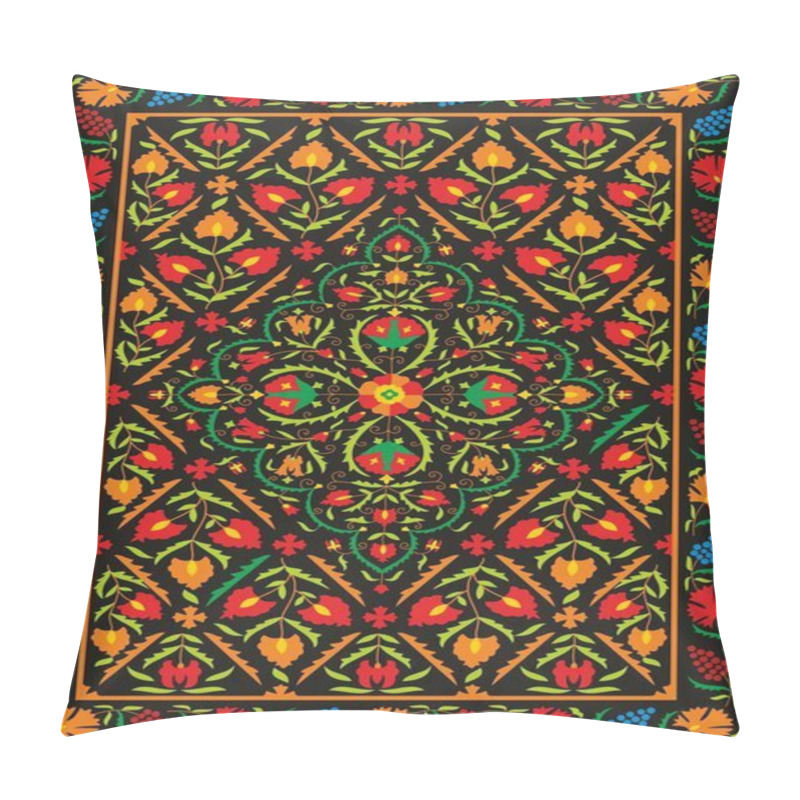 Personality  Suzani Textile. Uzbek Manual Oriental Embroidery. National Ornament Of The Countries Of Central Asia. Vectors Background. EPS Format. Pillow Covers