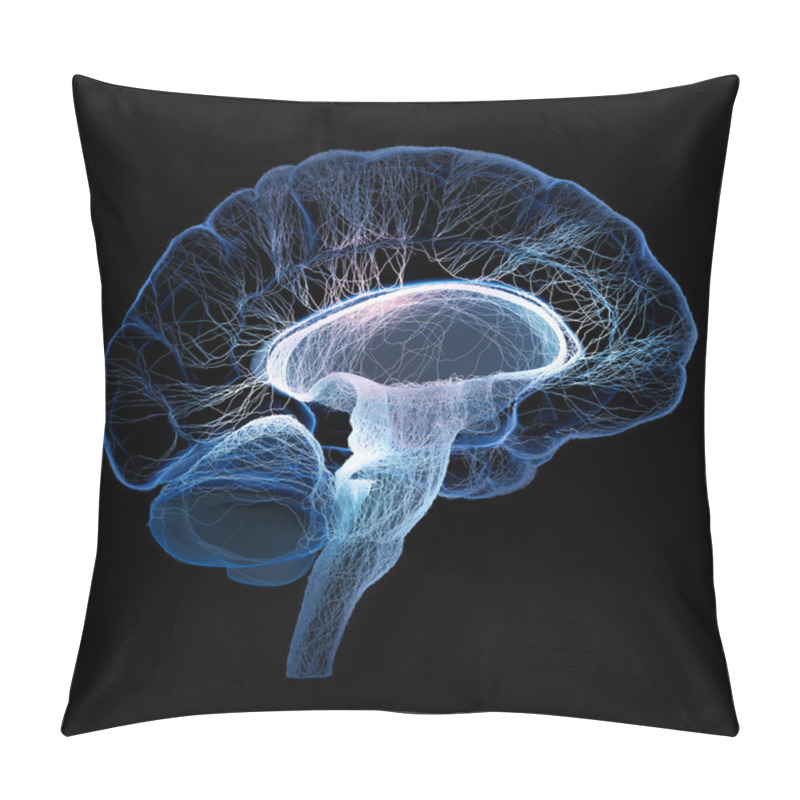 Personality  Human Brain Illustrated With Interconnected Small Nerves Pillow Covers