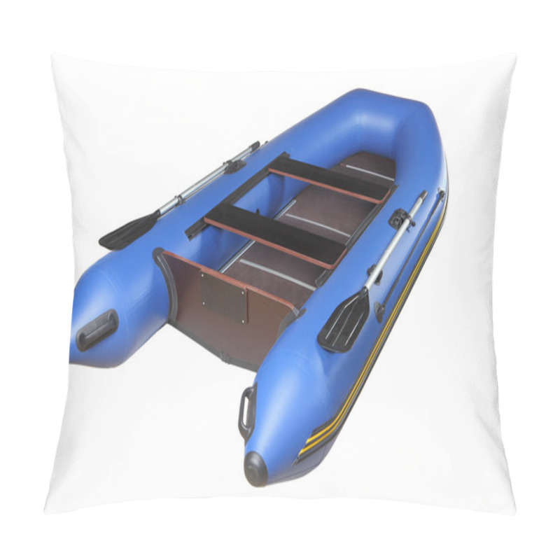 Personality  Blue Inflatable Boat With Oars, Plywood Deck And Seats. Pillow Covers