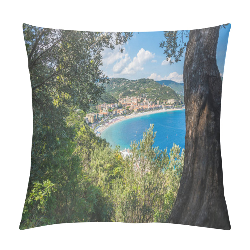 Personality  Noli, In A Very Sunny Day, Its Towers And A Very Blue Sea, Ligury, Italy Pillow Covers