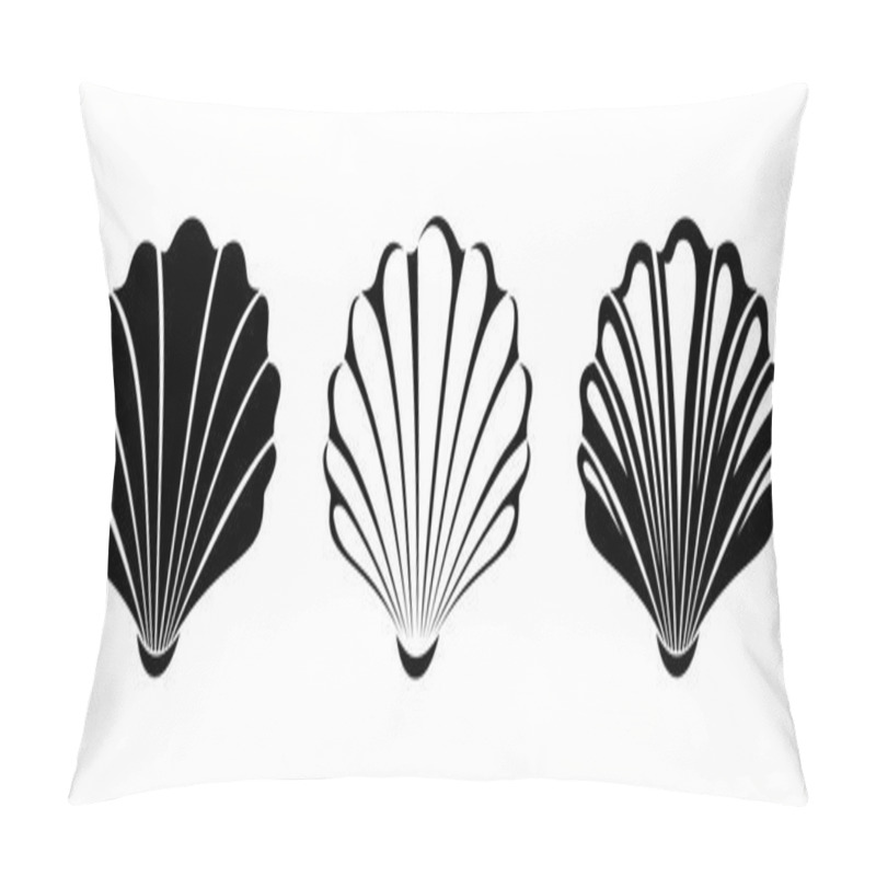 Personality  Set Of Sea Shells. Vector Black Silhouettes. Pillow Covers