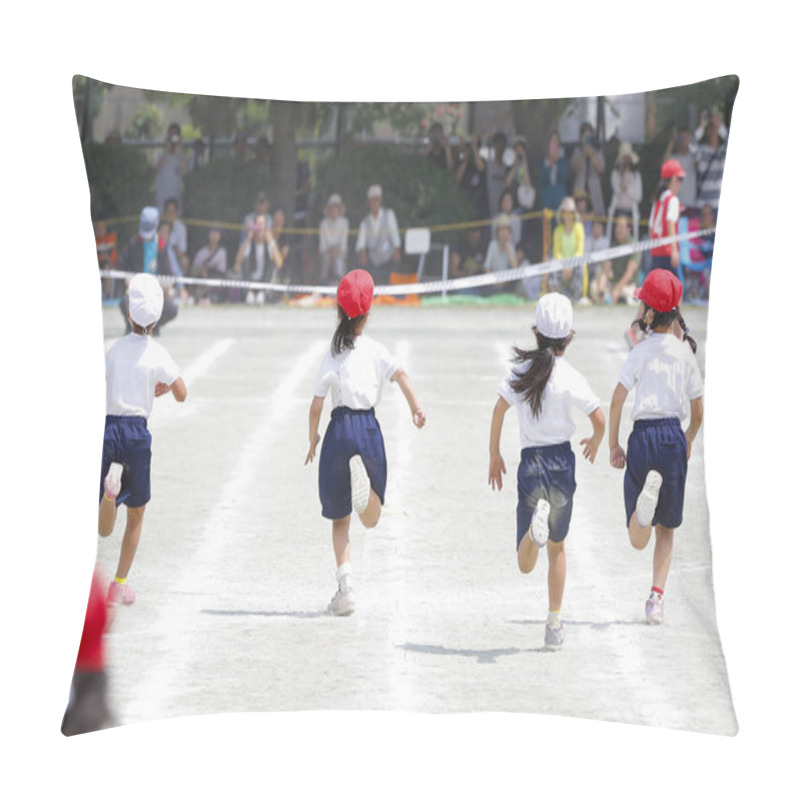 Personality  Snapshot Of An Athletic Meet Held At An Elementary School In Japan Pillow Covers