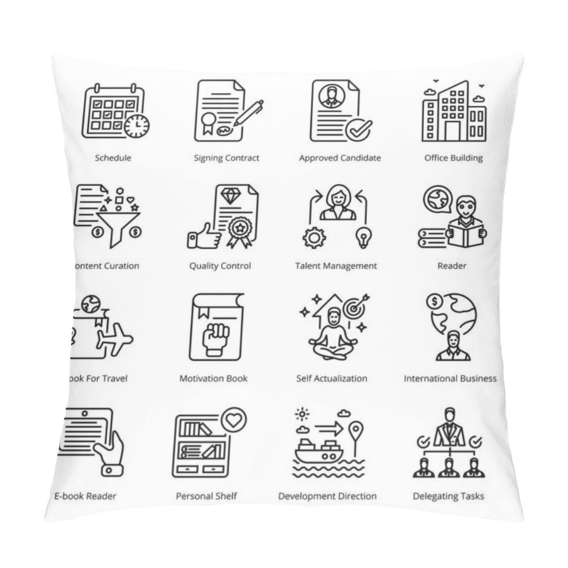 Personality  Smart Business Outline Icons - Stroked, Vectors Pillow Covers