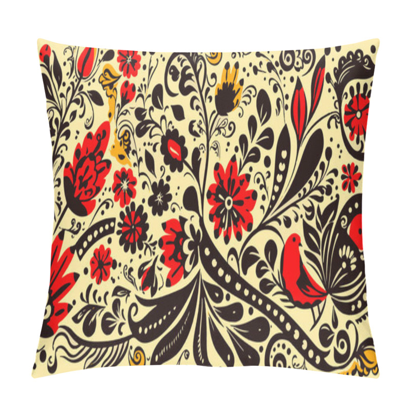 Personality  Traditional Russian Vector Seamless Pattern In Khokhloma Style. Pillow Covers