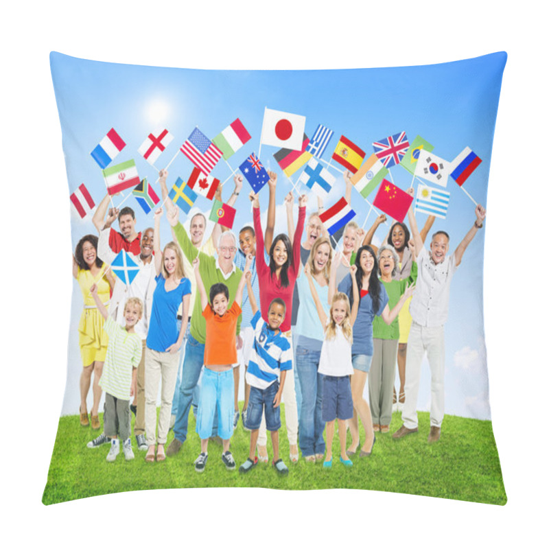 Personality  People Holding National Flags Pillow Covers