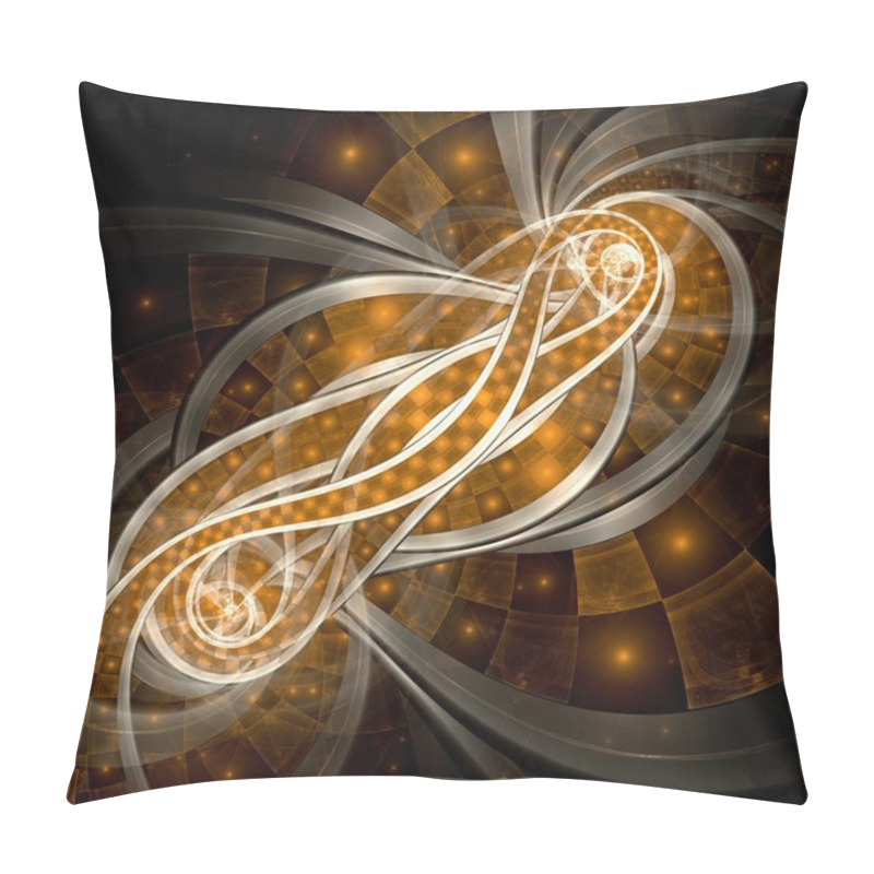 Personality  Dark Yellow Fractal Lines, Digital Artwork Pillow Covers