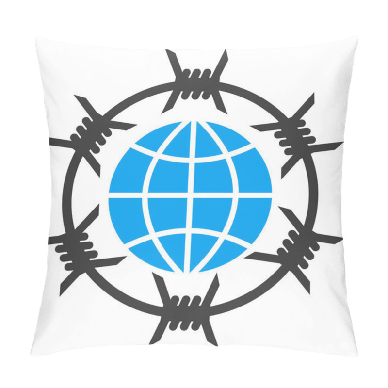 Personality  Raster Flat Barbed Wire Globe Icon Pillow Covers