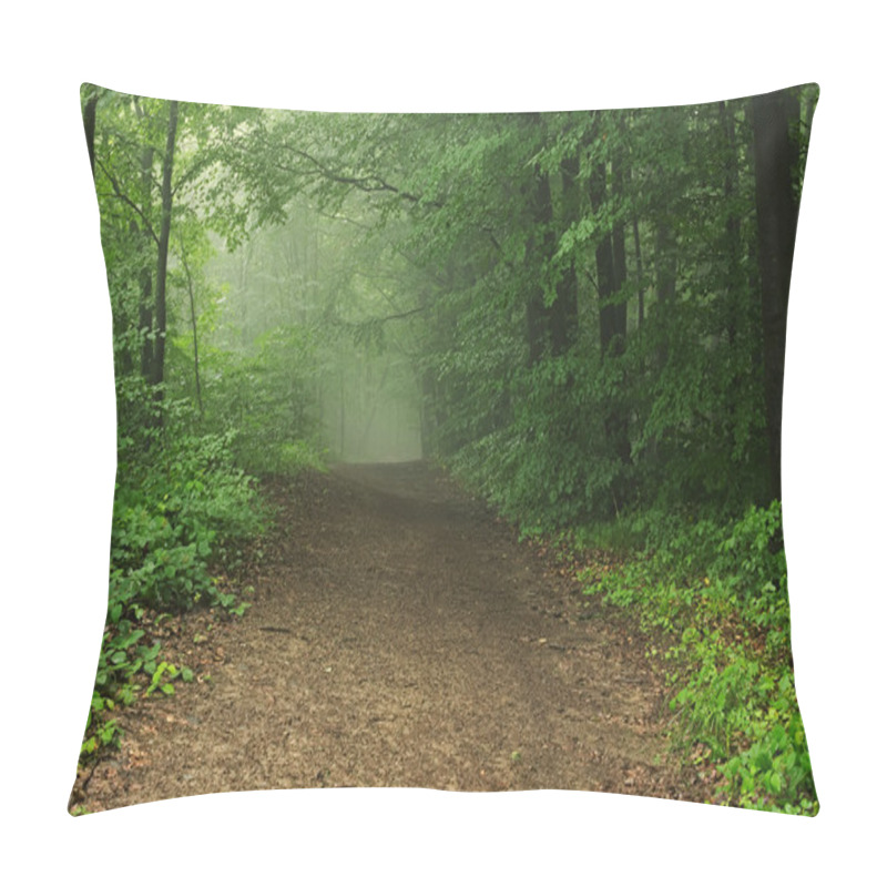 Personality  Forest Road In Fog. Rain Has Just Ended. Picturesque Landscape. Zakarpatska Oblast, Ukraine Pillow Covers